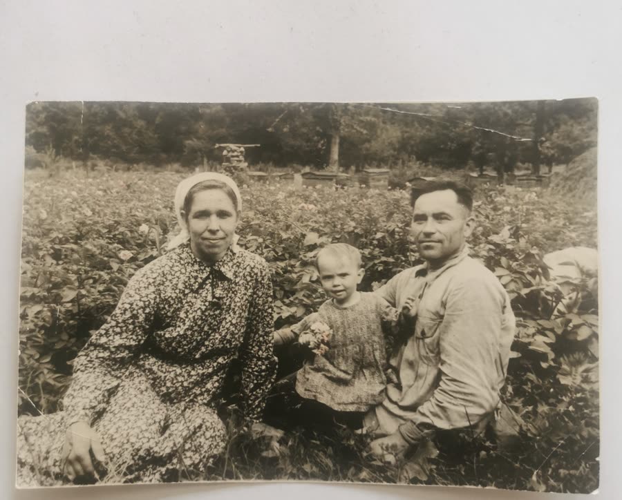Семья в поле — до